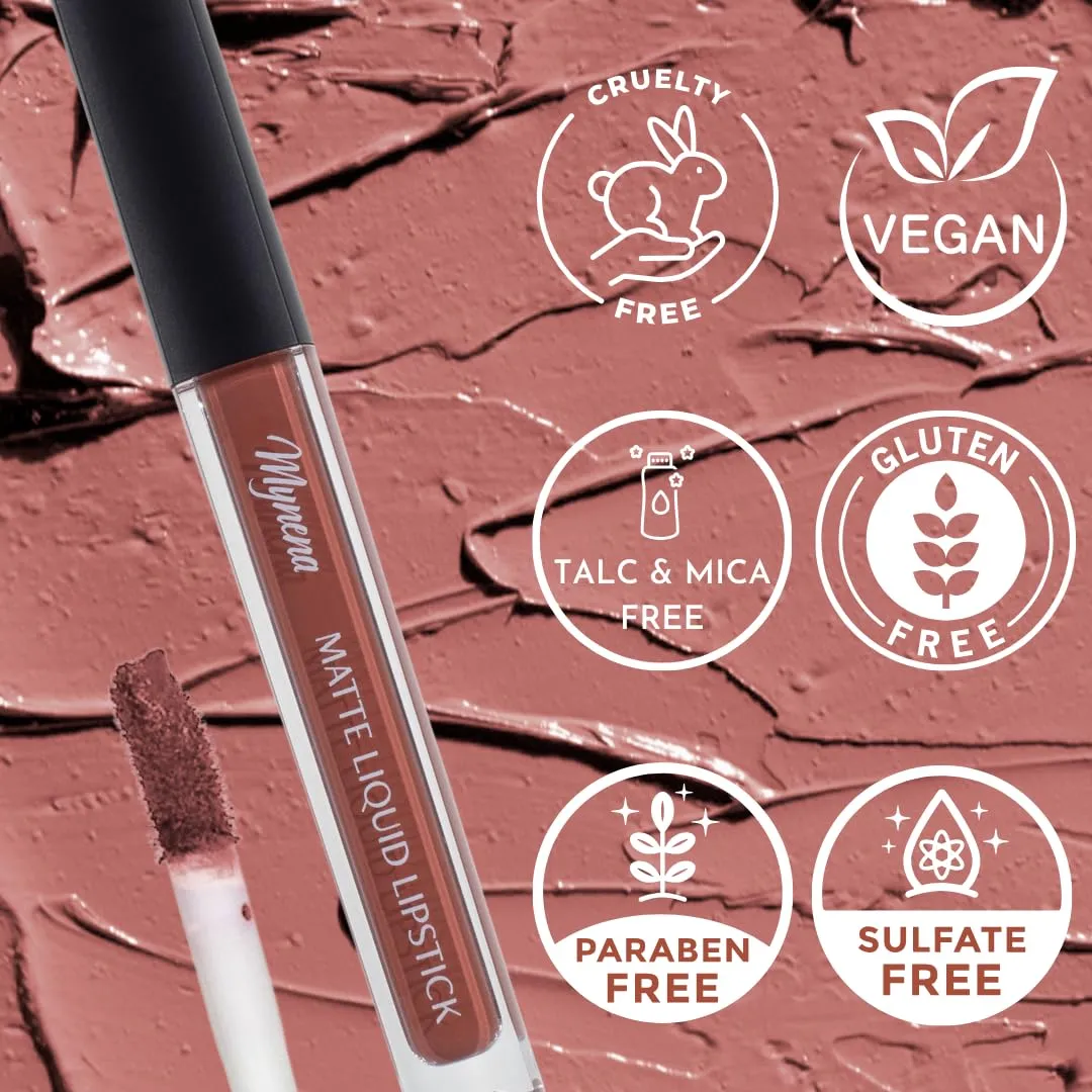 Mynena Terracota Lip Stain Long-Lasting Waterproof | Lightweight Comfortable Non-Drying | High Pigment Intense Color Liquid Matte Lipstick | Paraben-Free Talc-Free Vegan & Cruelty-Free | Zoe