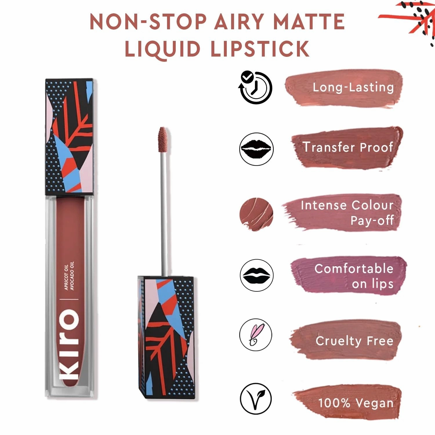 Non-stop Airy Matte Liquid Lip - Maple Sugar(5 ml)| Transferproof I Waterproof lipstick Long Lasting I Apricot & Avocado Oil | 100% Vegan | 5ml | No Parabens, No Toxins
