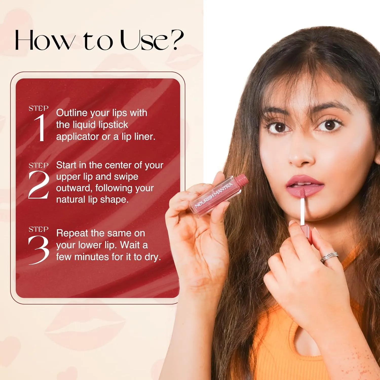 NOURISH MANTRA Spice & Shanti Lipstick (3.5ml)/ Creamy Matte Liquid Lipstick with SPF/Water Proof/Smudge Proof/Transfer Proof/Long Lasting/Suits All Skin Tones