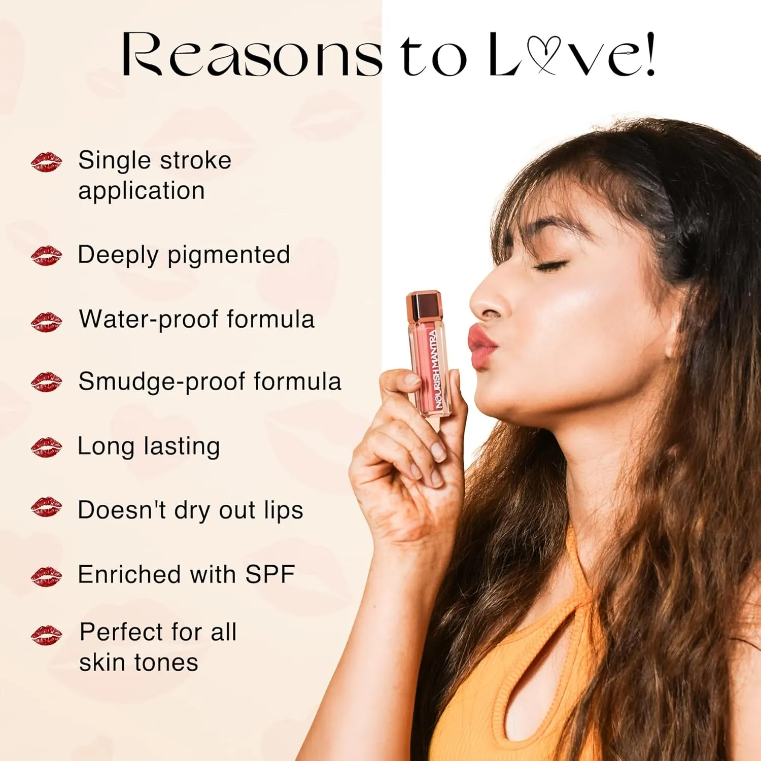 NOURISH MANTRA Spice & Shanti Lipstick (3.5ml)/ Creamy Matte Liquid Lipstick with SPF/Water Proof/Smudge Proof/Transfer Proof/Long Lasting/Suits All Skin Tones