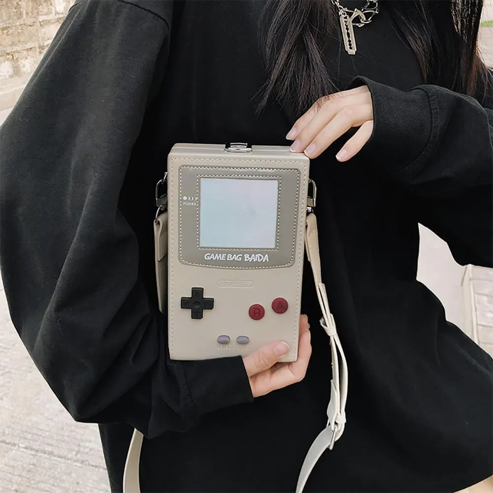 Novelty Controller Game Shaped Box Purse, Kawaii Mini Funny Fashion Shoulder Bag, Lightweight Leather Unique Crossbody Bag