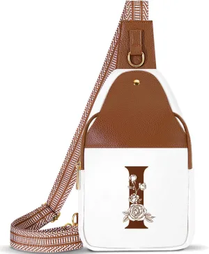 Personalized Crossbody Bag for Women Leather Sling Bags with Initial Letter Chest Bag for Travel, Gift for Mom Wife