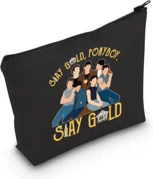 POFULL 80s Movie Inspired Gift Ponyboy TV Show Fans Cosmetic Bag (Stay Gold black bag)