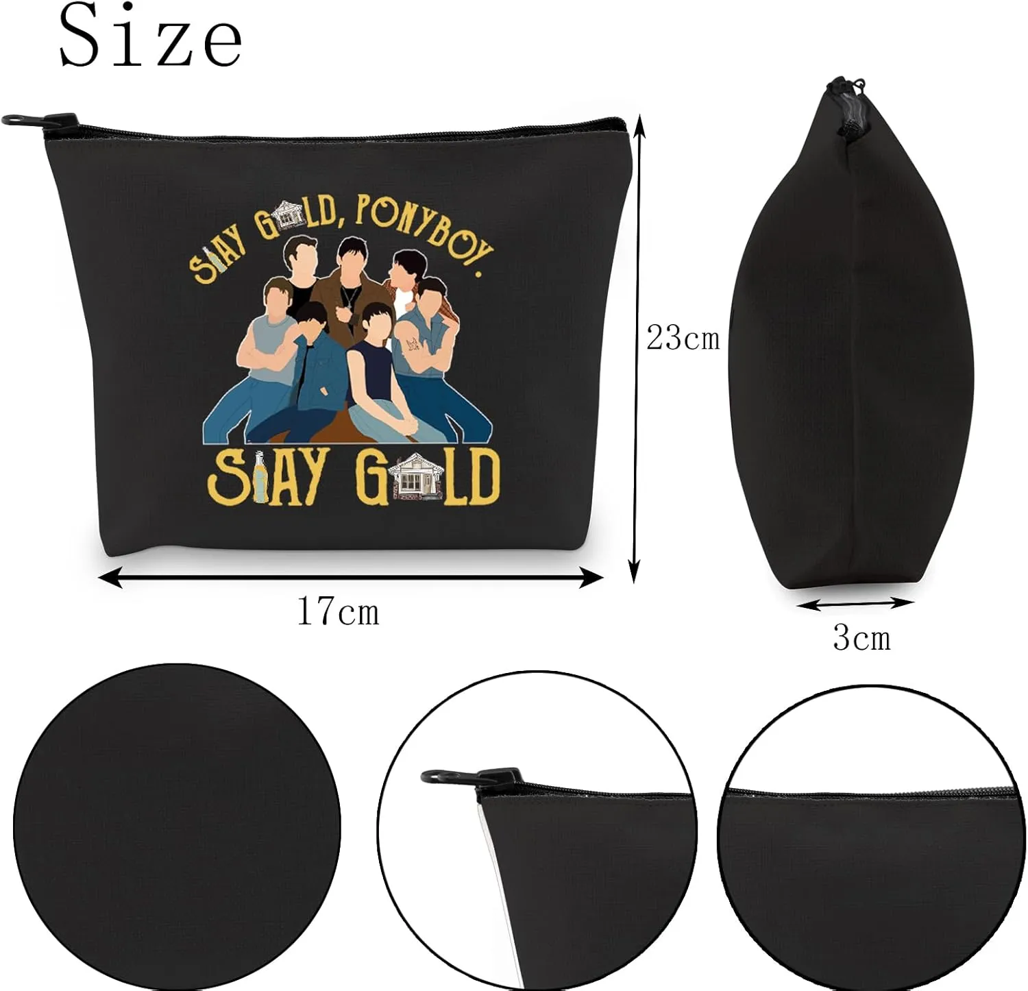 POFULL 80s Movie Inspired Gift Ponyboy TV Show Fans Cosmetic Bag (Stay Gold black bag)