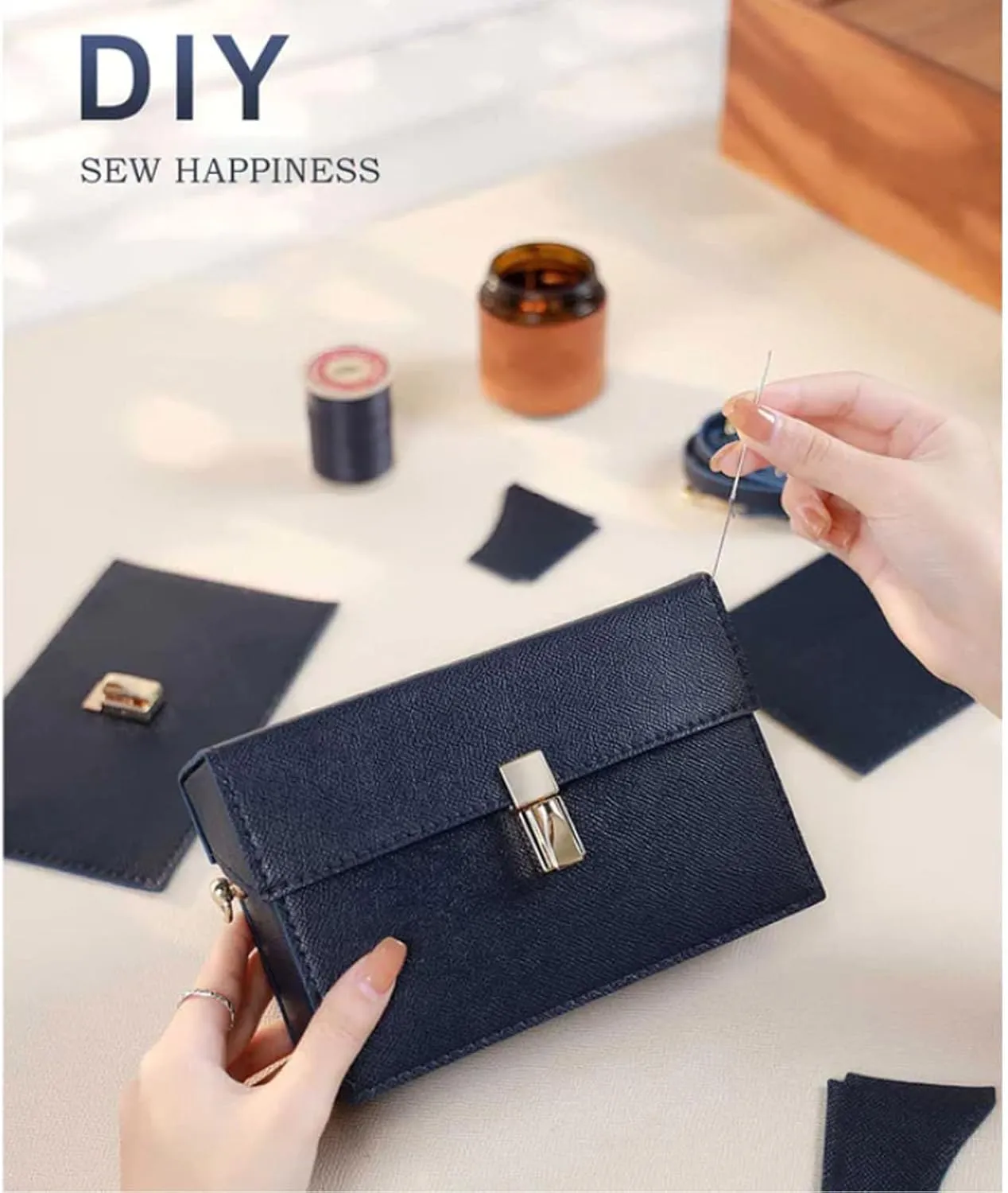 POPSEWING Leather Box Phone Bag DIY Kit, Small Crossbody Cell Phone Purse for Women