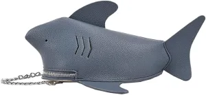 PU Cute Funny 3D Shark Shoulder Crossbody Bag, Creative Cartoon Chain Phone Bag, Animal Style Dolphin Wallet Purse For Women