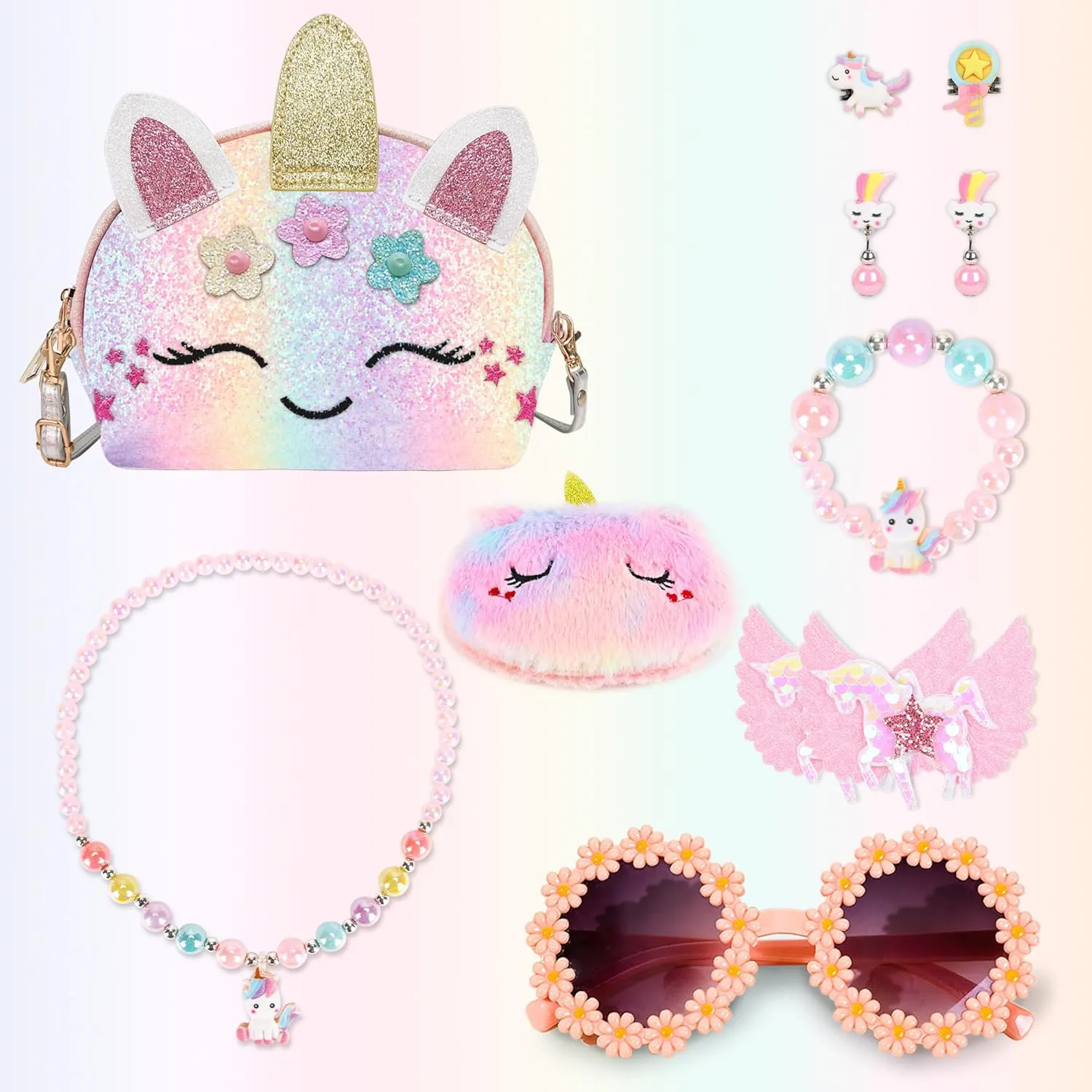 Purse for Little Girls,Girls Jewelry Pretend Play,Unicorn Gifts for girls,Crossbody Bags for Kid