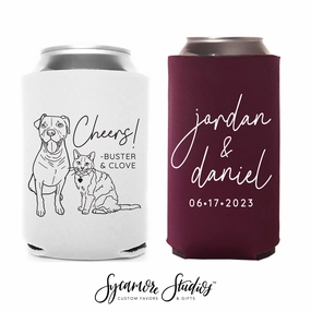 Regular & Slim Can Cooler Wedding Package #213RS -  Custom Pet Illustration