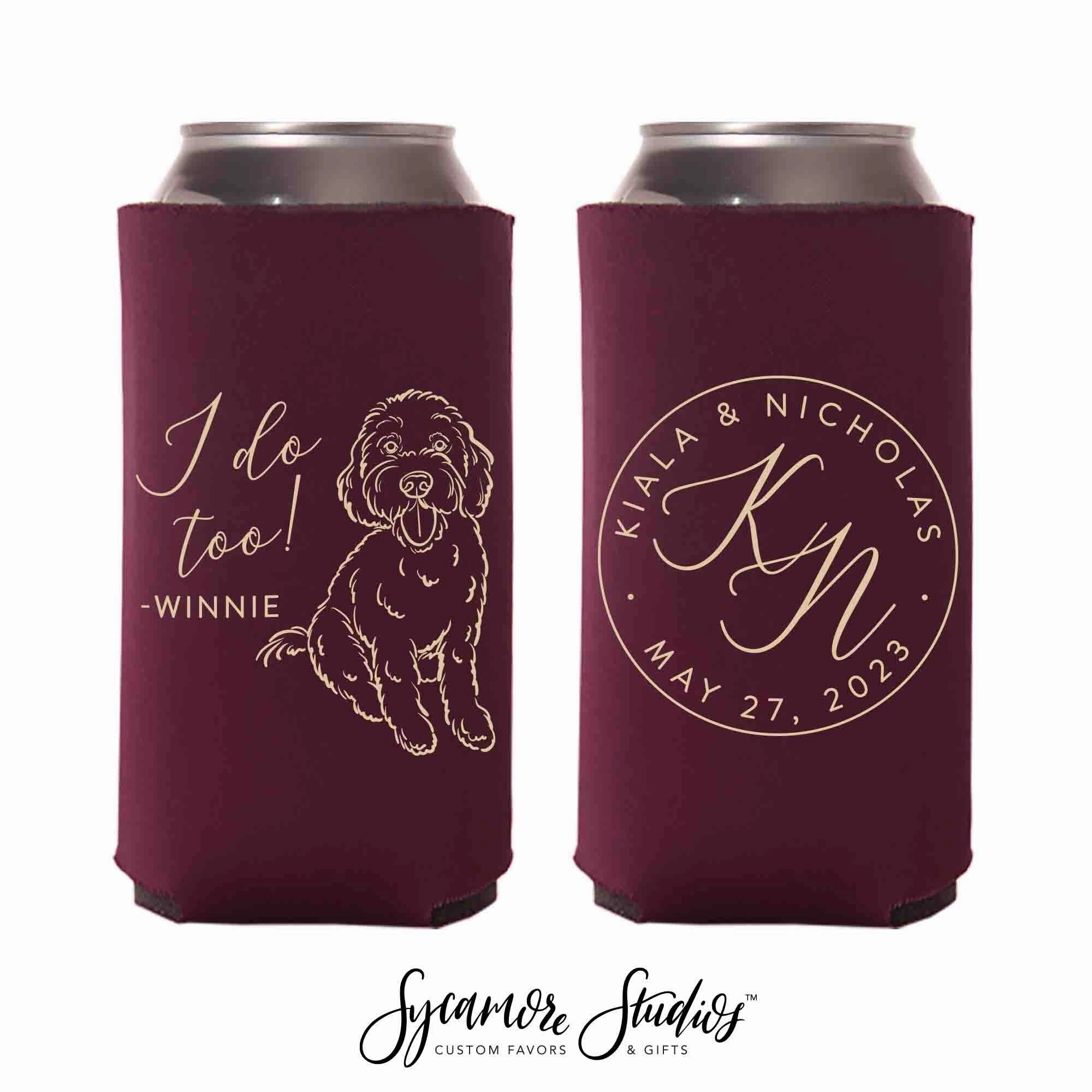 Regular & Slim Can Cooler Wedding Package #234RS -  Custom Pet Illustration
