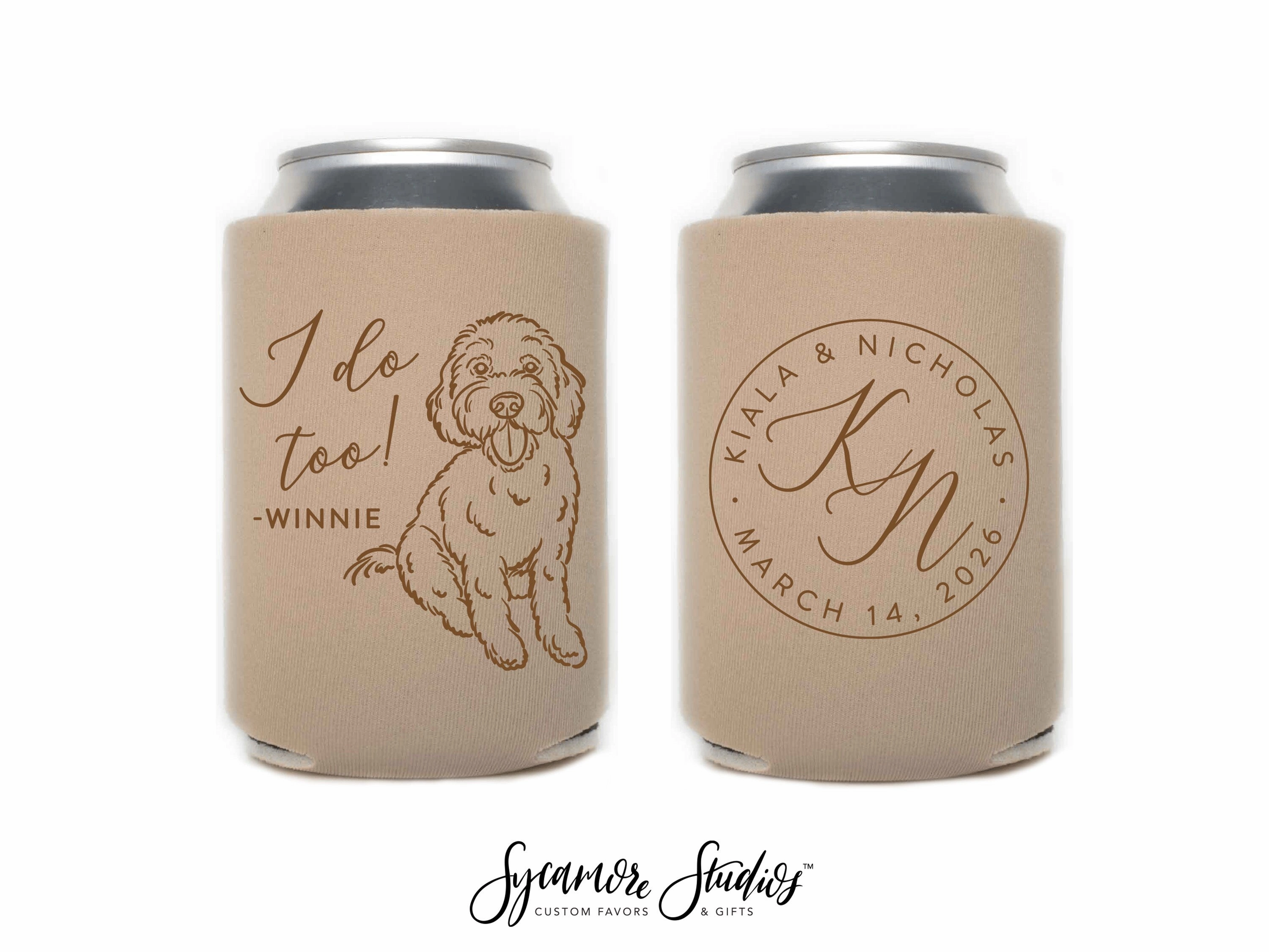 Regular & Slim Can Cooler Wedding Package #234RS -  Custom Pet Illustration