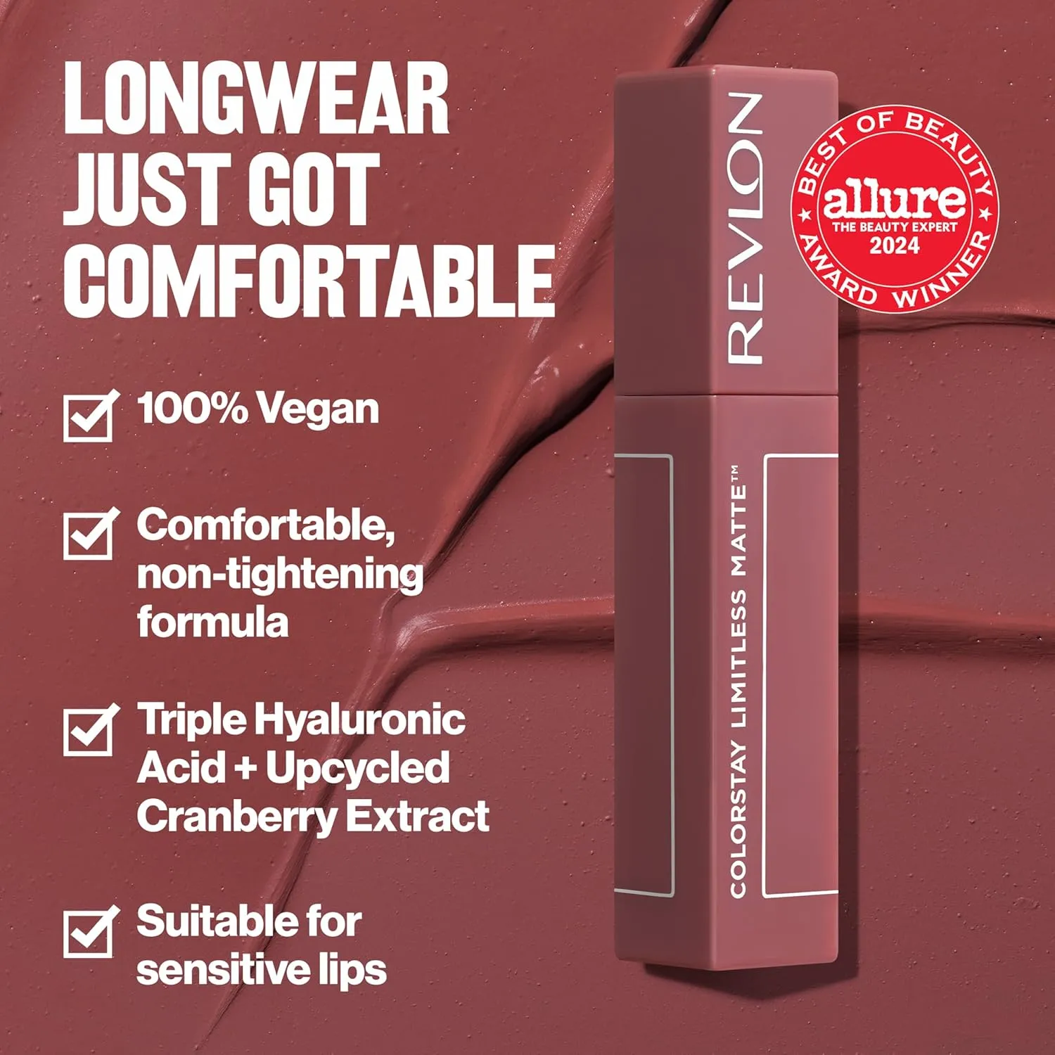 Revlon ColorStay Limitless Matte Liquid Lipstick, Vegan Formula, No-Budge, Longwear Lip Color, Long Lasting, Lightweight/Comfortable, Waterproof, 001 Beauty Sleep, 0.17 fl oz