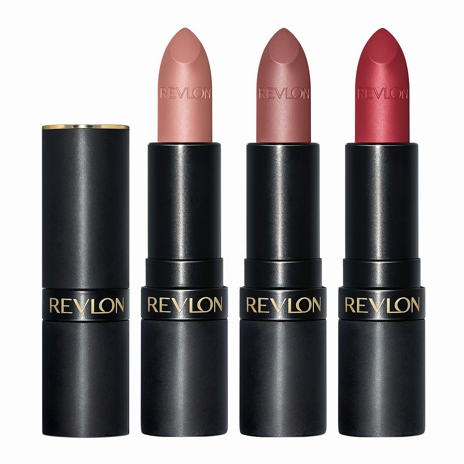 Revlon Super Lustrous 3-Piece Lipstick Gift Set, High Impact, Matte Finish, 003 Pick Me Up, 014 Shameless, 008 Show Off, 0.45 Oz