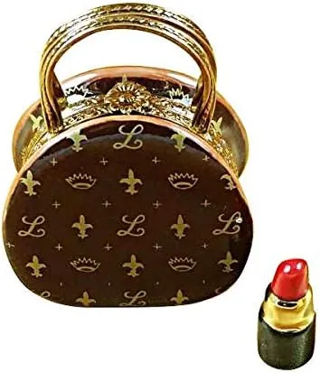 Rochard - Fashion Rochard Limoges Box - Designer Purse with Lipstick Limoges Box
