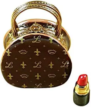 Rochard - Fashion Rochard Limoges Box - Designer Purse with Lipstick Limoges Box