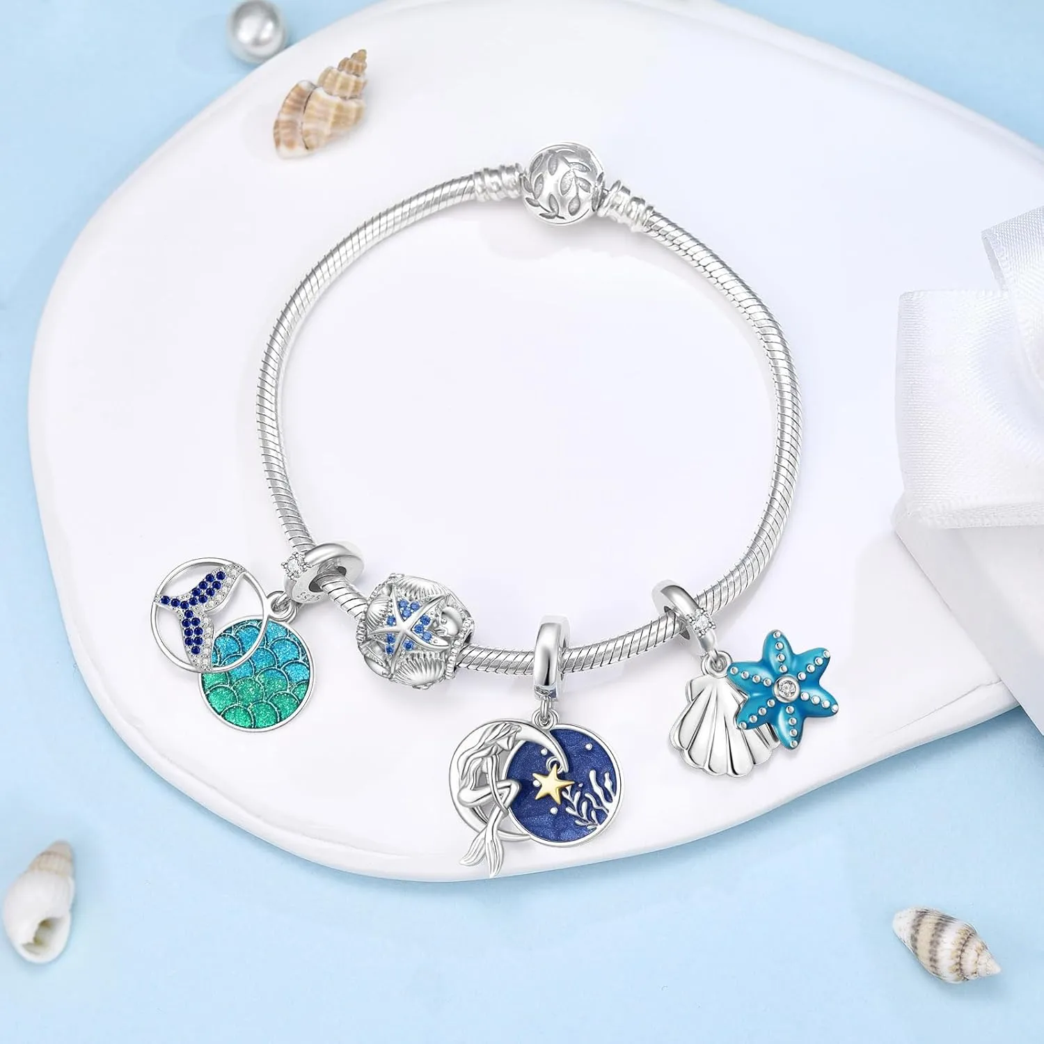 SEVENWELL Charms for Pandora Bracelets Travel Ocean Bees Airplane Lipstick Butterfly Evil Eyes Bead Charm Collection for Women 925 Sterling Silver Pendant Dangle Jewelry