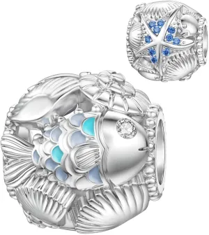 SEVENWELL Charms for Pandora Bracelets Travel Ocean Bees Airplane Lipstick Butterfly Evil Eyes Bead Charm Collection for Women 925 Sterling Silver Pendant Dangle Jewelry