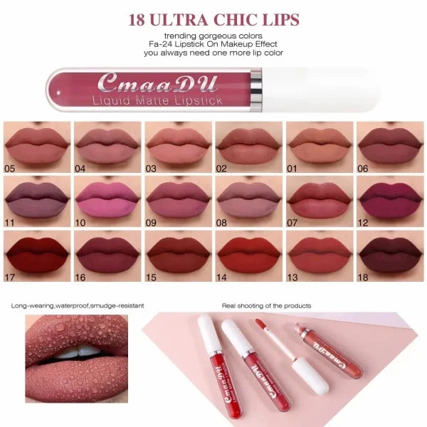 Sexy Long-Lasting Velvet Matte Lip Gloss – Liquid Lipstick for Women, Nonstick Cup, Waterproof Red Lip Makeup