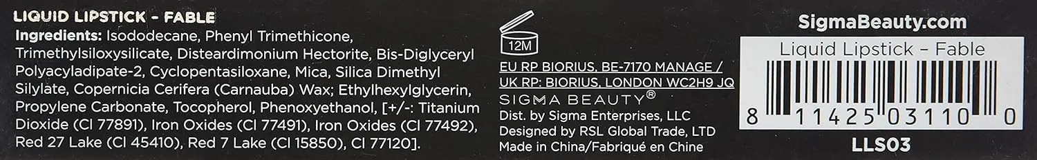 Sigma Beauty Liquid Lipstick – Bold and Luxurious Liquid Matte Lipstick with a Satin Finish - Clean, Vegan Cruelty Free Makeup (Fable)