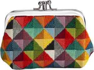 Signare Tapestry Double Pocket Change Pouch Kiss lock Coin Purse for Women