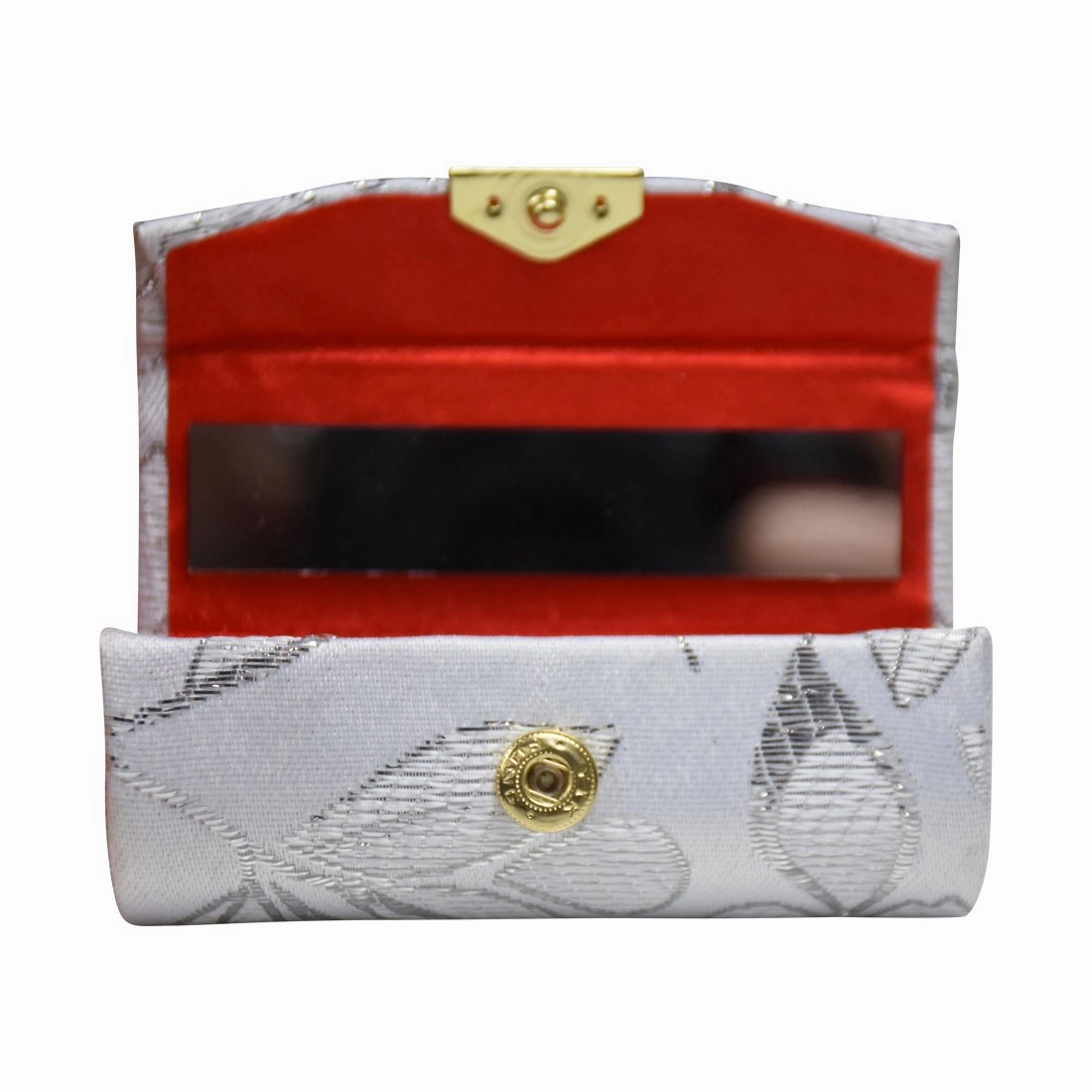 Silver Elegant Ladies Lipstick Case with Mirror Purse Holder Set of 6