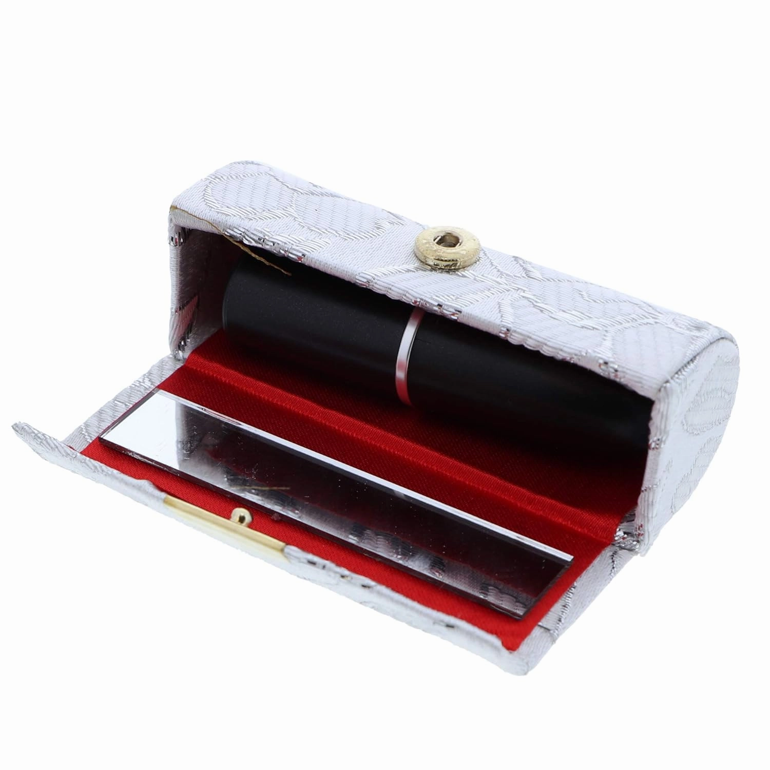 Silver Elegant Ladies Lipstick Case with Mirror Purse Holder Set of 6