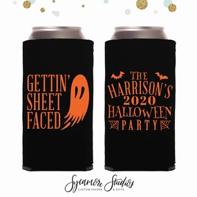 Slim 12oz Halloween Can Cooler #1S - Gettin' Sheet Faced
