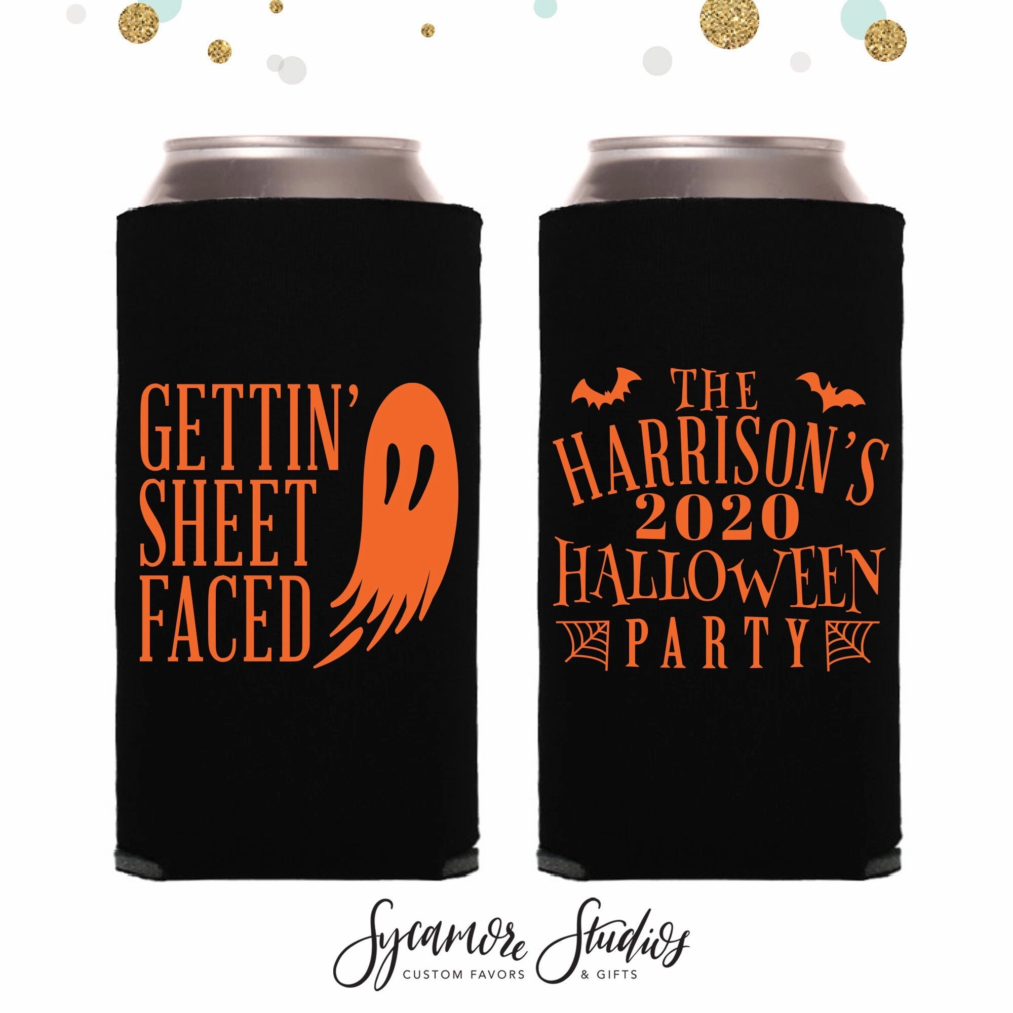 Slim 12oz Halloween Can Cooler #1S - Gettin' Sheet Faced