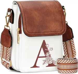 Small Personalized Initial Crossbody Bag for Women Cell Phone Leather Purse Wallet Birthday Gift