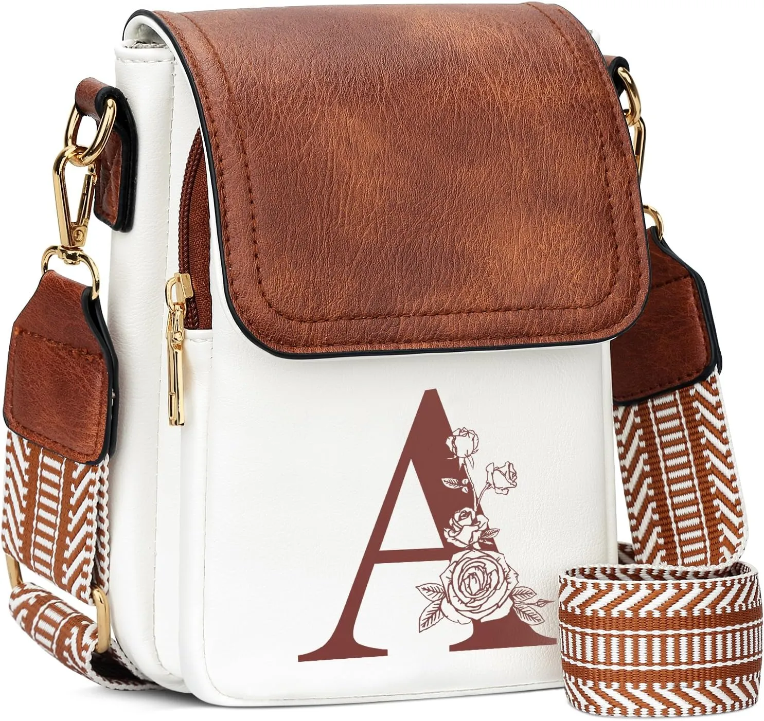 Small Personalized Initial Crossbody Bag for Women Cell Phone Leather Purse Wallet Birthday Gift