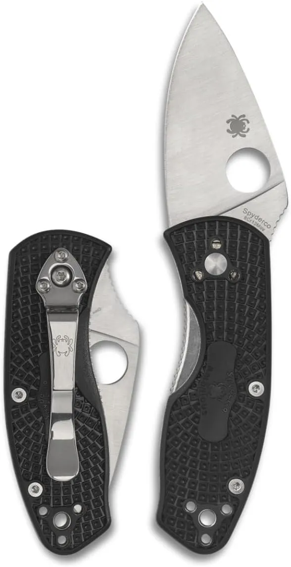 Spyderco Ambitious Lightweight Pocket Knife with 8Cr13MoV Stainless Steel Blade with Black FRN Handle