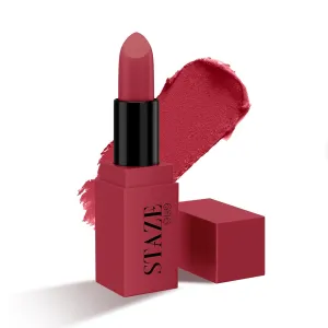 Stazee 9to9 Creme De La Matte Lipstick, Intense Color Payoff, Weightless Silky Formula, 12-Hour Stay, Non-Drying, 08 Rum Royale - 4.2 g