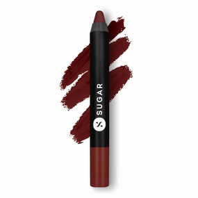 SUGAR Cosmetics Matte As Hell Crayon Lipstick13 Murphy Brown (Chocolate Burgundy) Highly pigmented, Creamy Texture, Long lasting Matte Finish