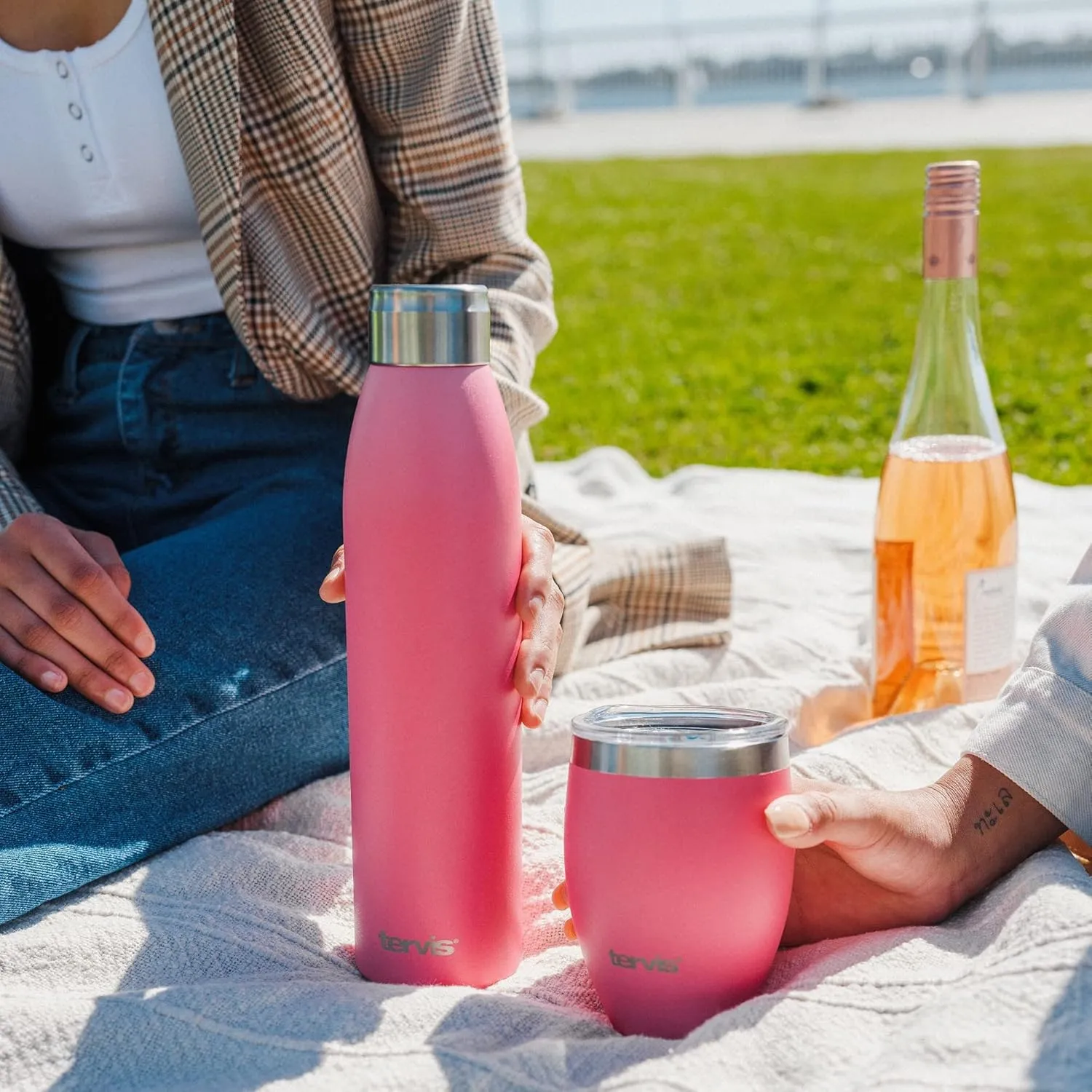 Tervis Powder Coated Stainless Steel Triple Walled Insulated Tumbler Travel Cup Keeps Drinks Cold & Hot, 12oz, Berry Blush