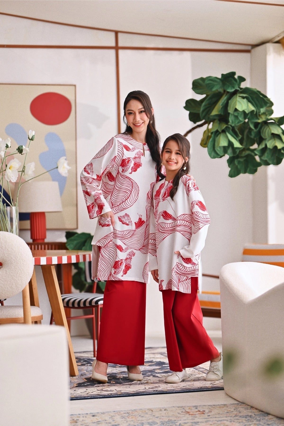 The Akari Women Folded Skirt - Crimson Red