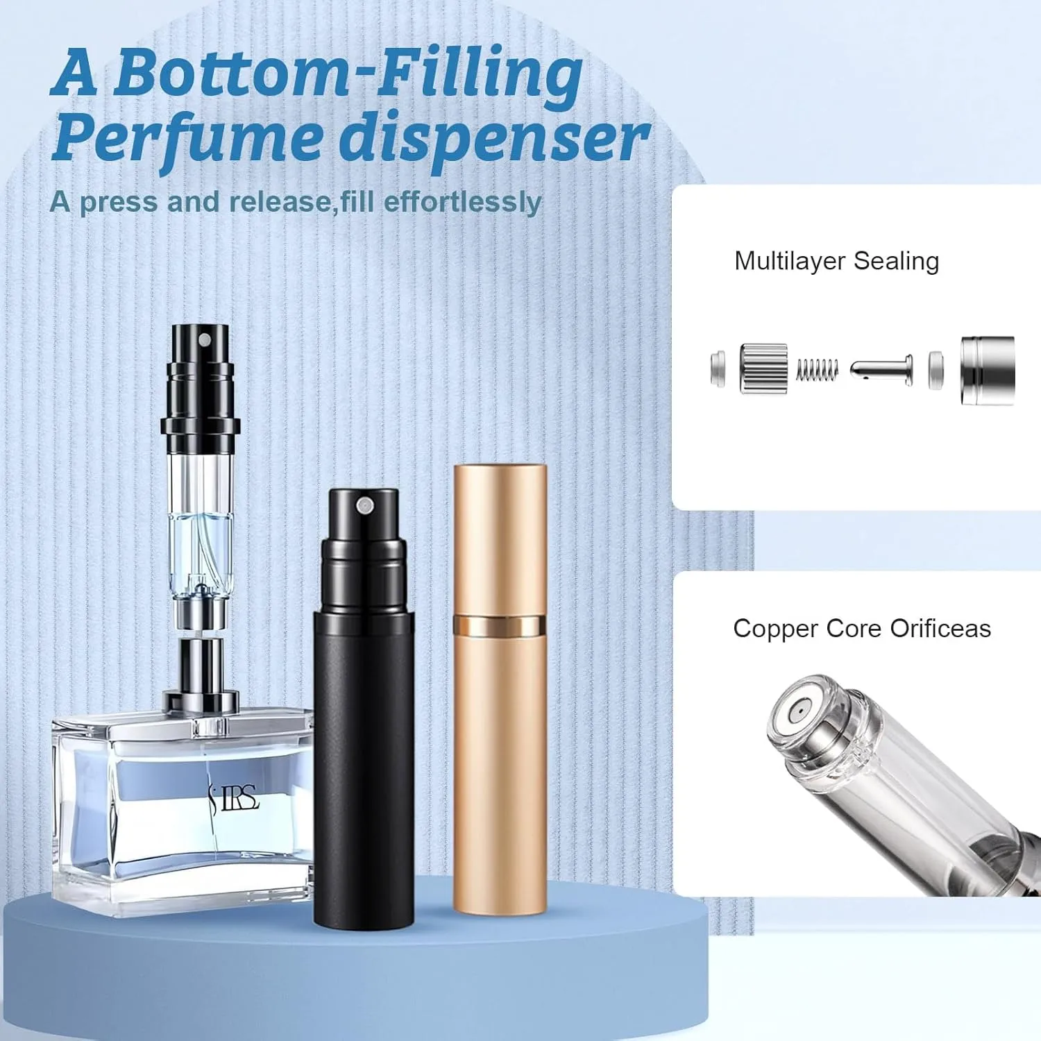Travel Mini Perfume Atomizer Bottle Refillable, Cologne Sprayer Atomizer Dispenser, Portable Scent Pump Case Empty Sprayer Bottles 5ml (Black & B-Silver)