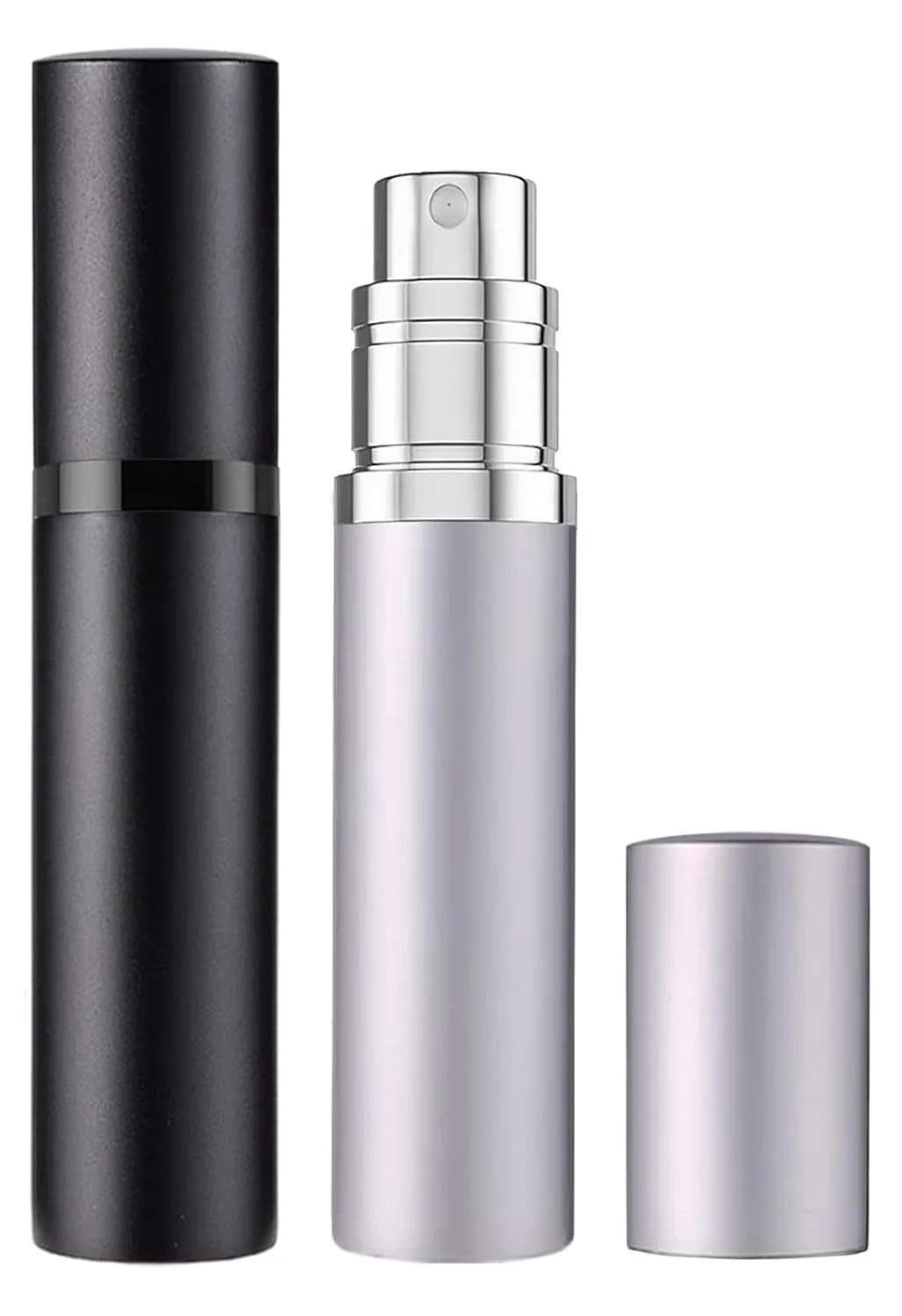 Travel Mini Perfume Atomizer Bottle Refillable, Cologne Sprayer Atomizer Dispenser, Portable Scent Pump Case Empty Sprayer Bottles 5ml (Black & B-Silver)