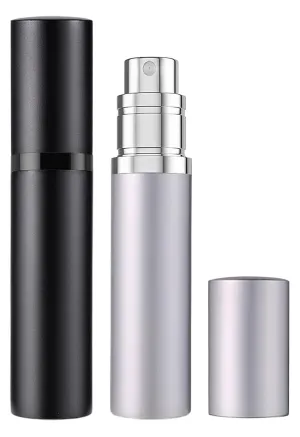 Travel Mini Perfume Atomizer Bottle Refillable, Cologne Sprayer Atomizer Dispenser, Portable Scent Pump Case Empty Sprayer Bottles 5ml (Black & B-Silver)