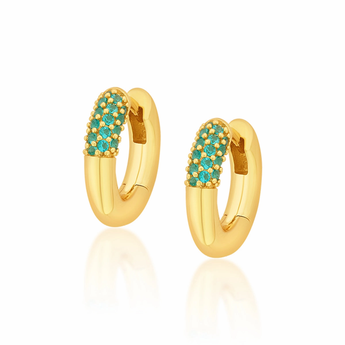 Turquoise Sparkle Chubby Hoop Earrings