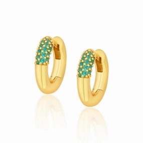 Turquoise Sparkle Chubby Hoop Earrings