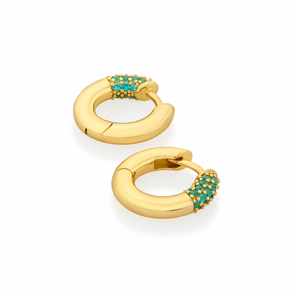 Turquoise Sparkle Chubby Hoop Earrings