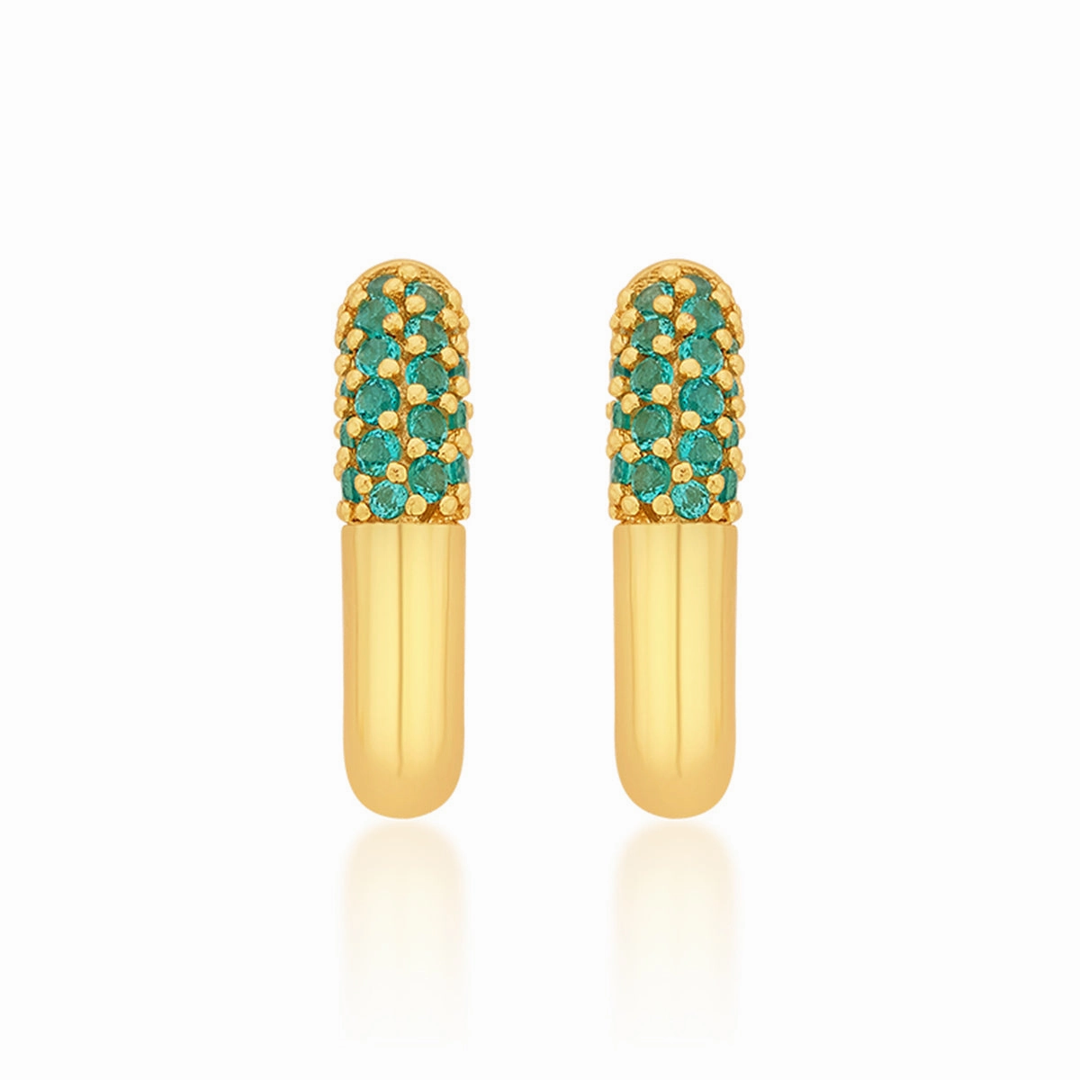 Turquoise Sparkle Chubby Hoop Earrings