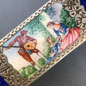 Vintage Italian Lipstick Holder . 800 Gilt Silver . Italian Enamel Jewelry