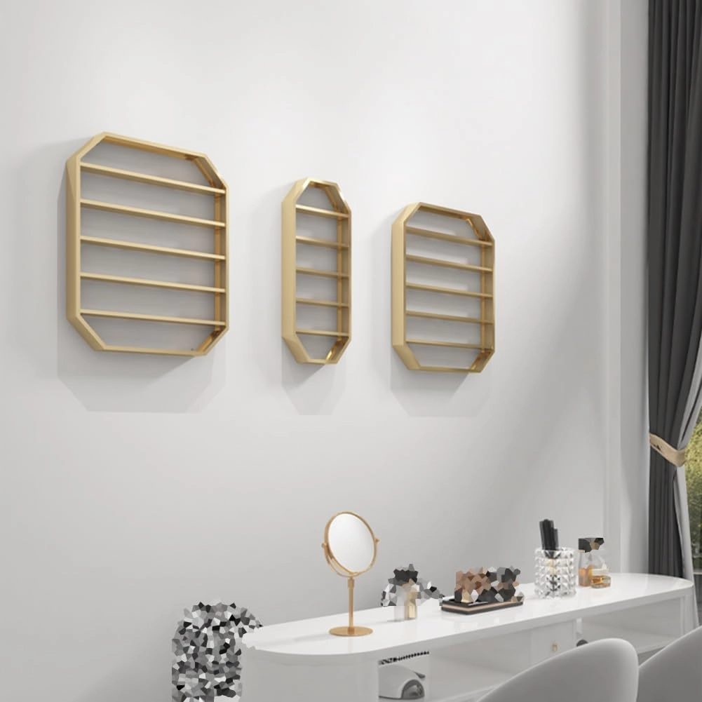 WIGING Wall Mounted Nail Polish Glue Organizer Rack, 5 Tiers Lipstick Perfume Essential Oil Display Stand for Home Spa Nail Shop Storage(Silver,30x7x72cm/11.81x2.75x28.34in)