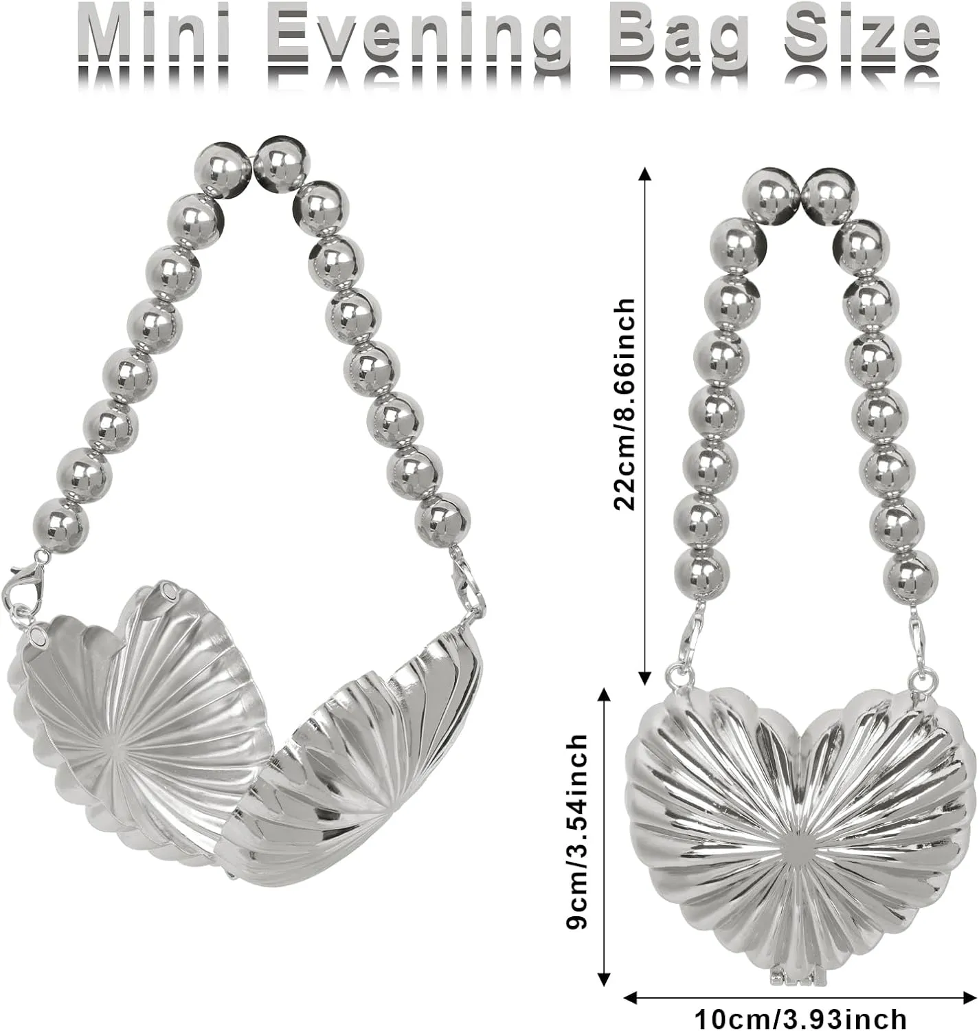 Women Mini Heart Shaped Evening Bag Shoulder Bag Small Crossbody Purse for Wedding Party Evening Handbag