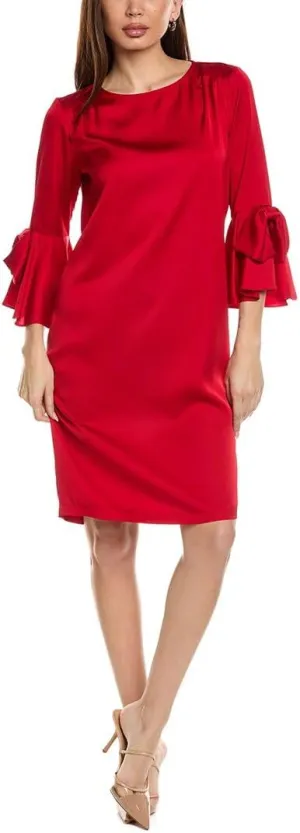 Women's Satin Ruffle Sleeve Straight Dress