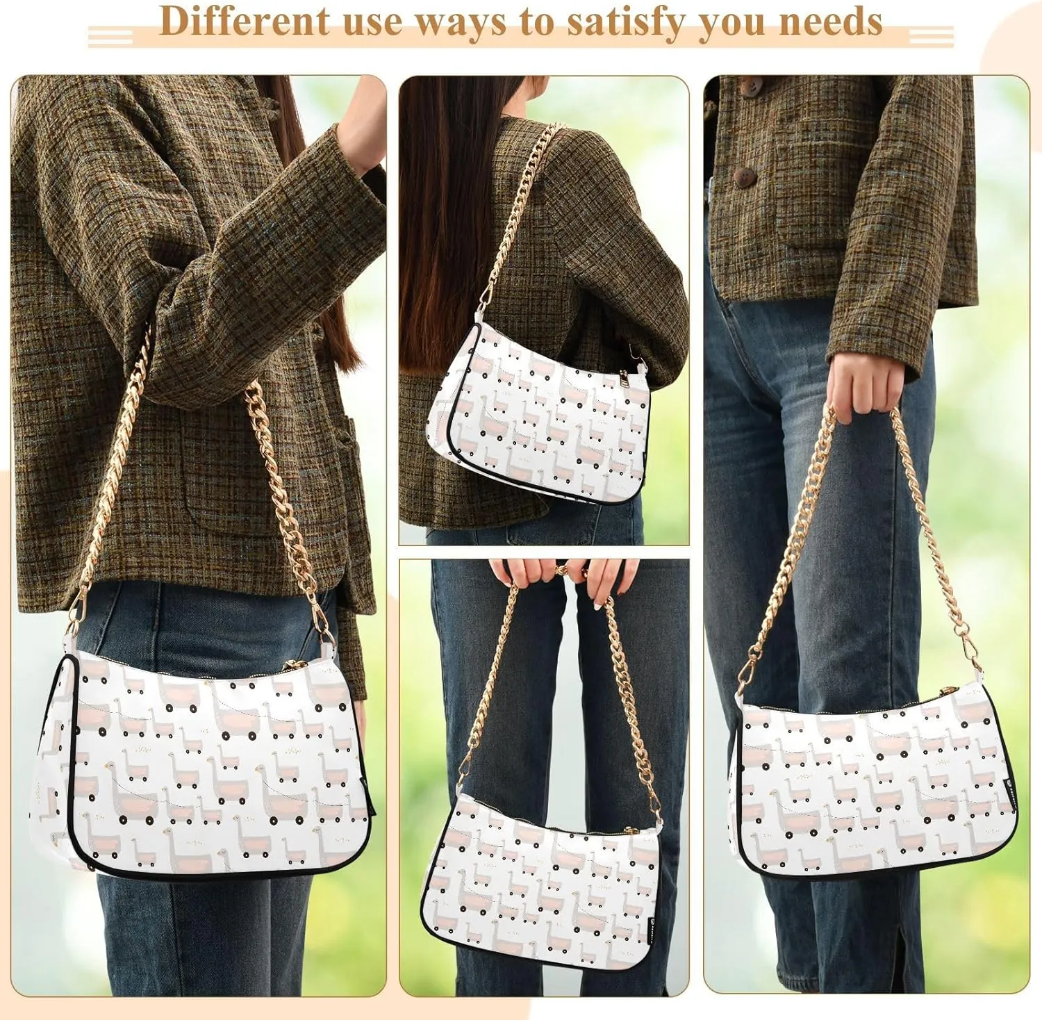 Women's Shoulder Handbags Chain Shoulder Brace for Women Bag Animal Print Ladies Vacation Handbags Tote Purse,Multi1
