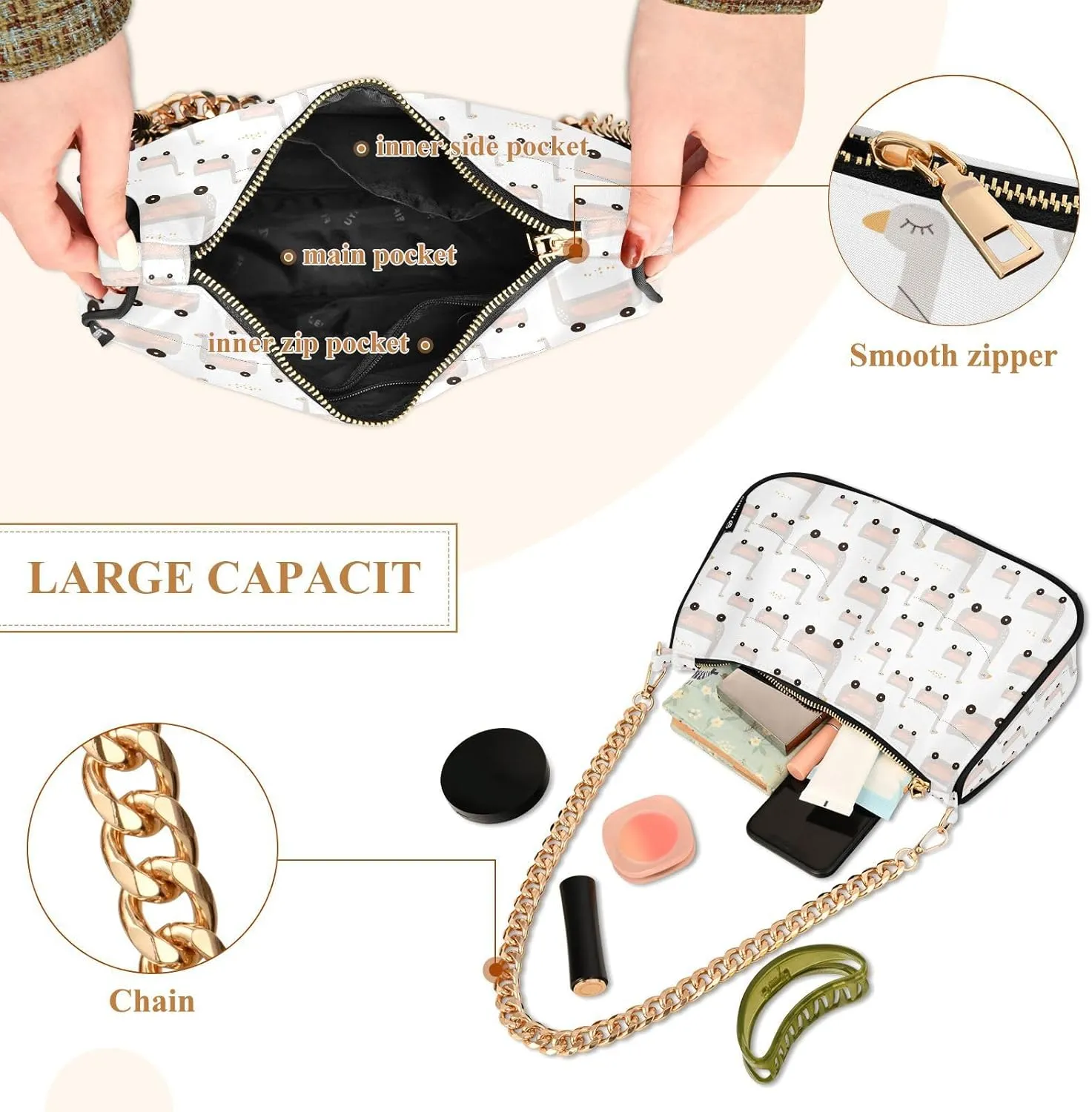 Women's Shoulder Handbags Chain Shoulder Brace for Women Bag Animal Print Ladies Vacation Handbags Tote Purse,Multi1