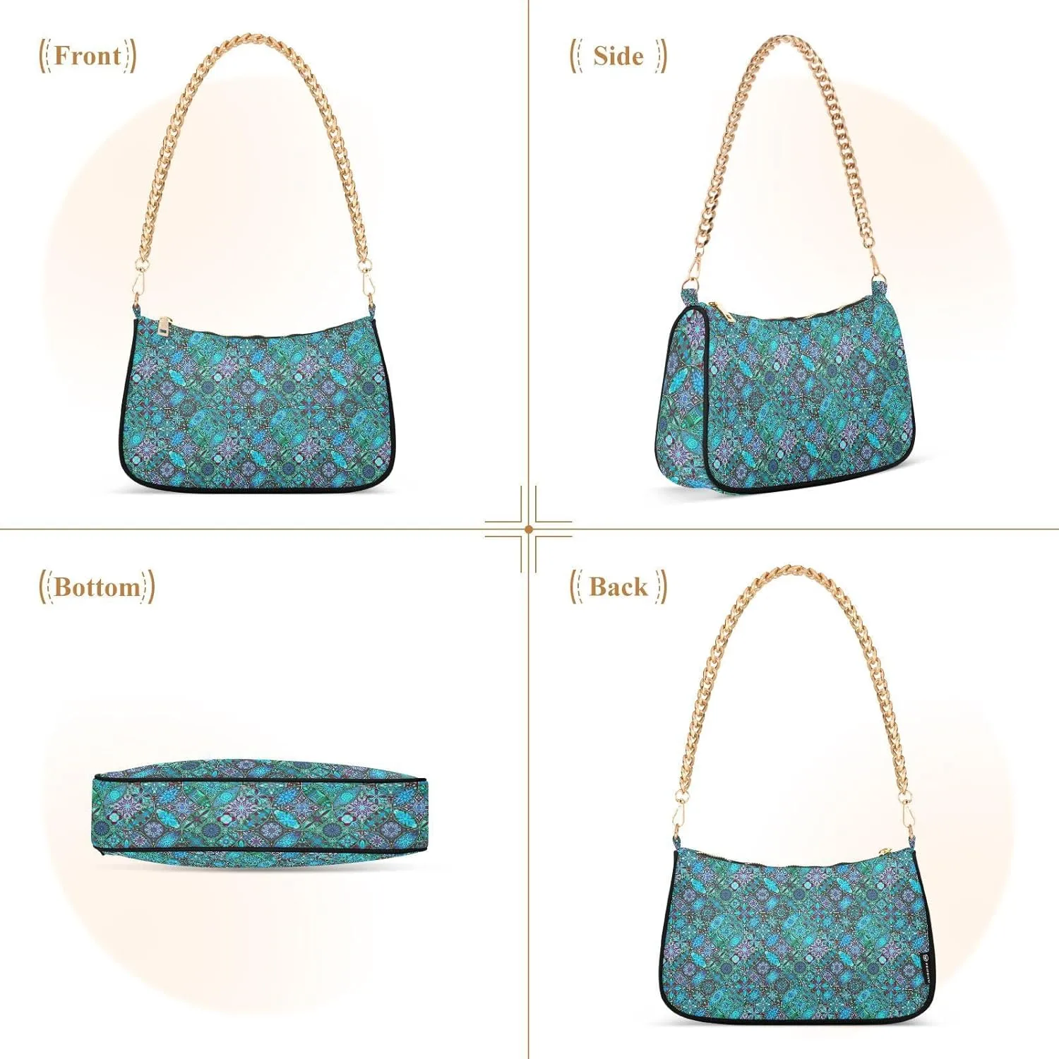 Women's Shoulder Handbags Chain Shoulder Brace for Women Bag Round Pattern Ladies Vacation Handbags Tote Purse,Multi1