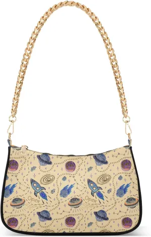 Women's Shoulder Handbags Chain Shoulder Brace for Women Bag Space Print Ladies Vacation Handbags Tote Purse,Multi1