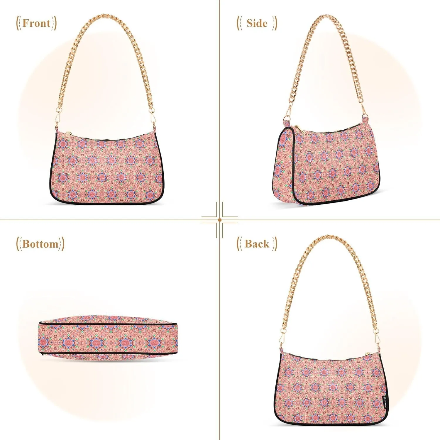 Women's Shoulder Handbags Chain Shoulder Brace for Women Bag Vintage Print Ladies Vacation Handbags Tote Purse,Multi1